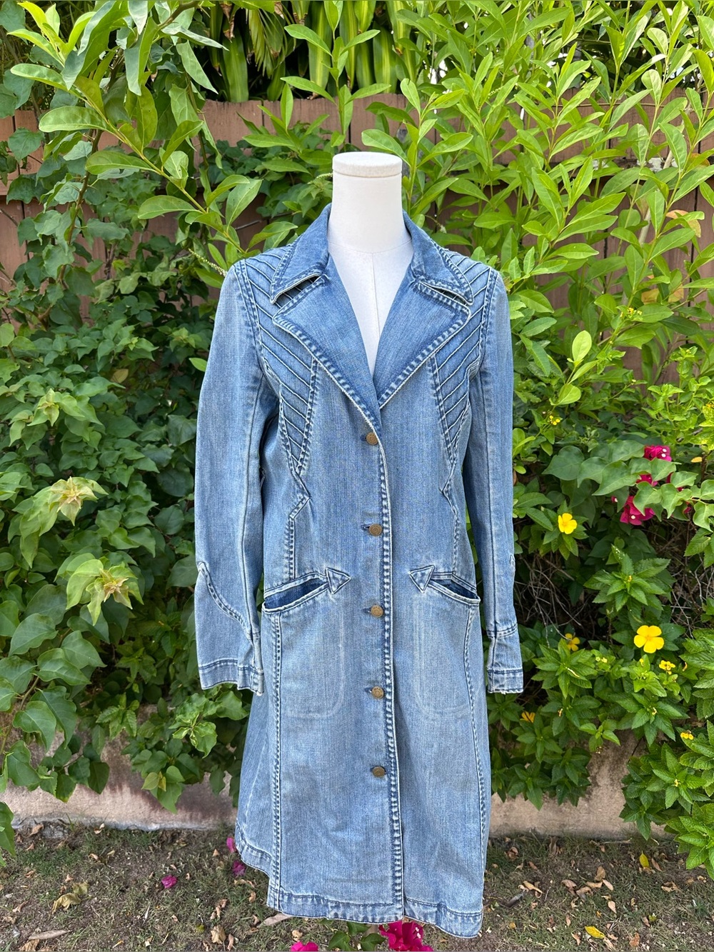 Vintage y2k Marc Jacobs Denim Trench Coat Size L